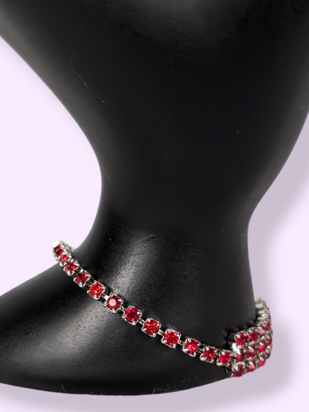 Dainty Red Rhinestone Bracelet - Picture 4 of 5